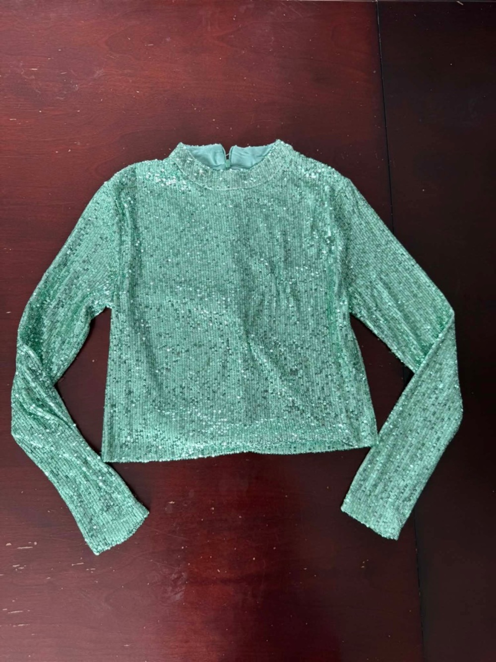 MNG Mango Mint Green Sequin Mermaid Festival Crop Top Burning Man Party Y2K - Picture 2 of 4